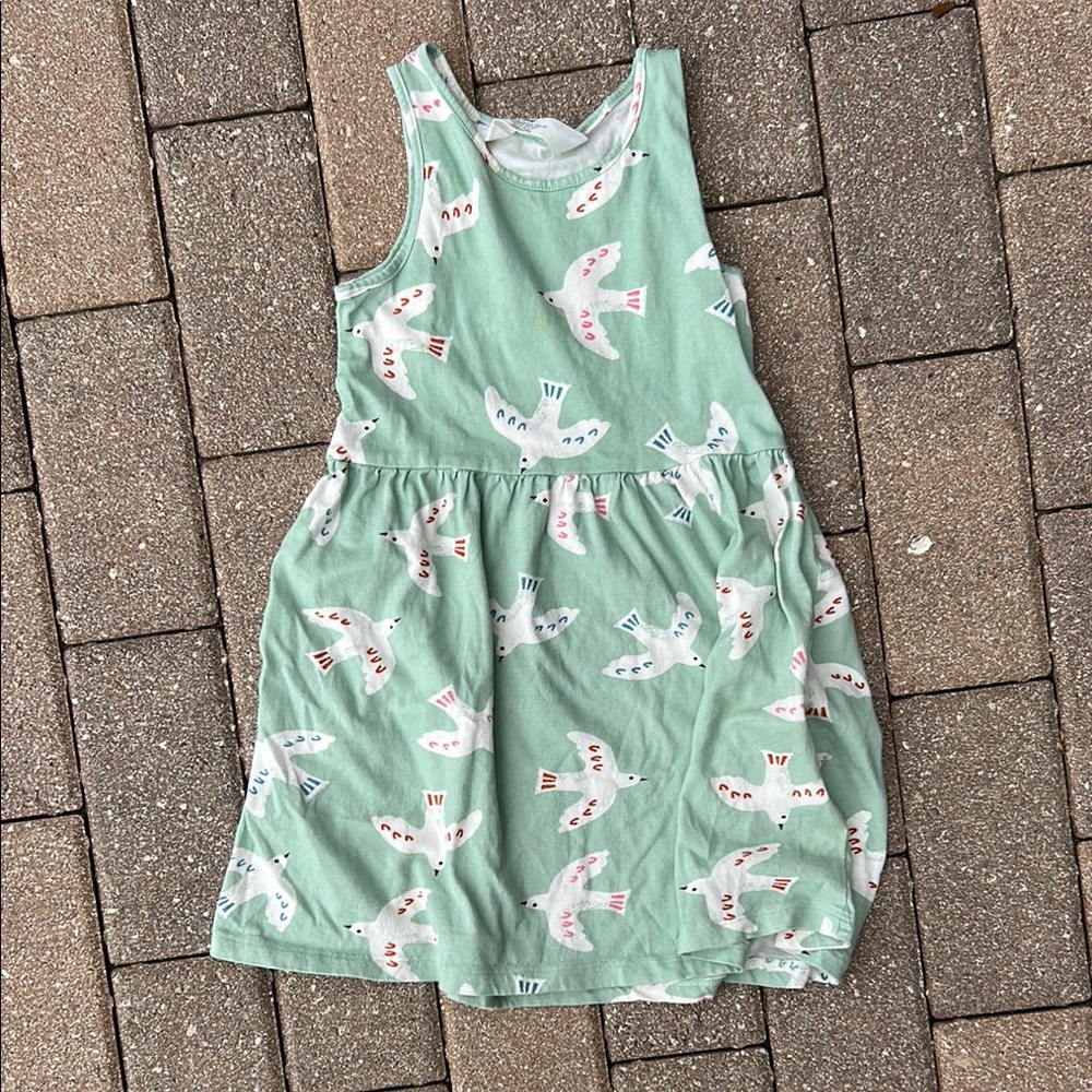 Kids Green Bird Print Dress NWOT